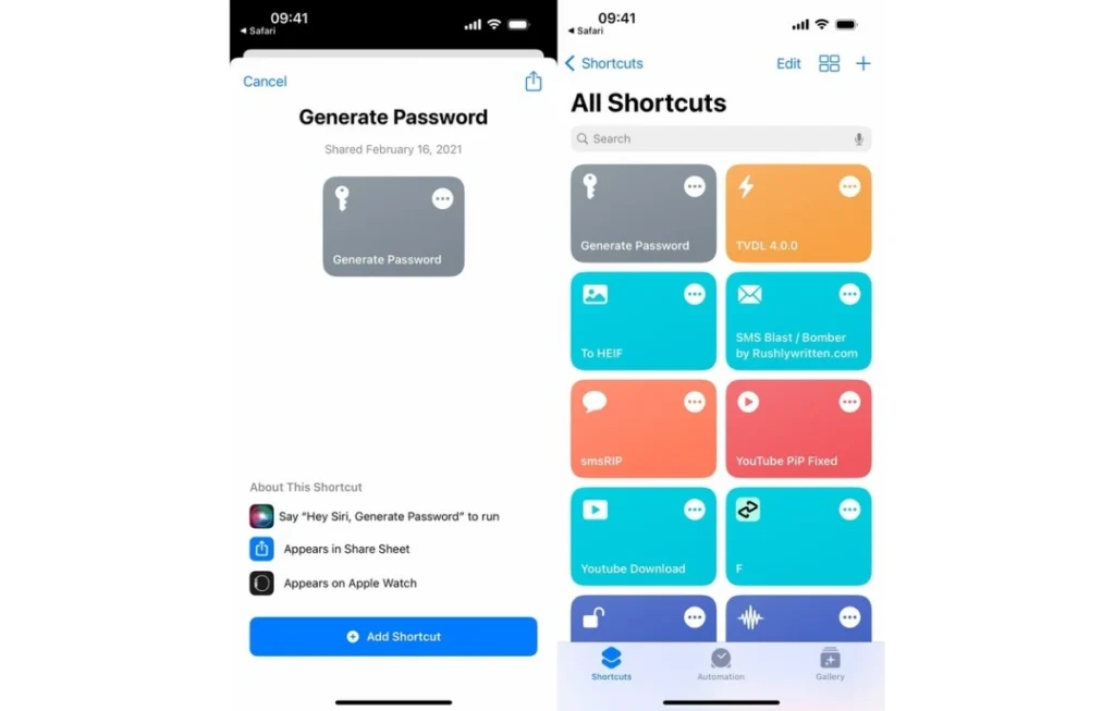 طريقة إنشاء كلمات مرور آمنة باستخدام تطبيق الاختصارات (Shortcuts)
