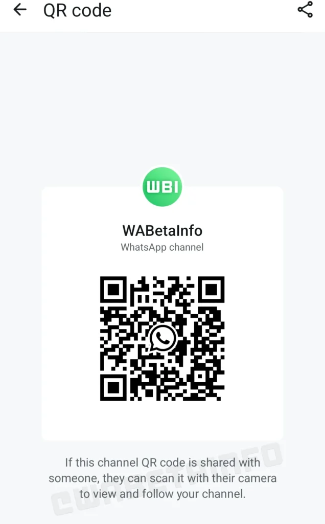 ميزة كود الاستجابة السريعة (QR Code) لتسهيل مشاركة ومتابعة القنوات - مصدر الصورة: WAbetainfo