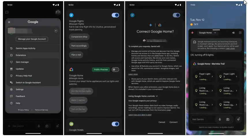 إضافة Google Home في Gemini - مصدر الصورة: Androidpolice
