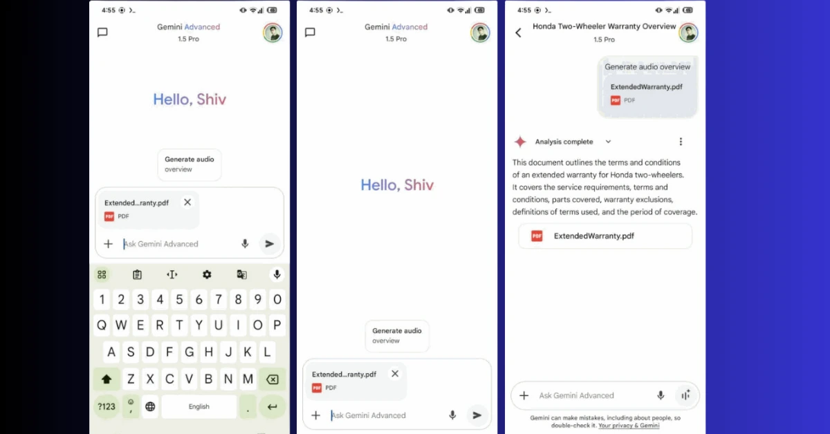 خيار "نظرة عامة صوتية" "Audio Overview" لبدء تجربة البودكاست على Gemini - مصدر الصورة: Android Authority