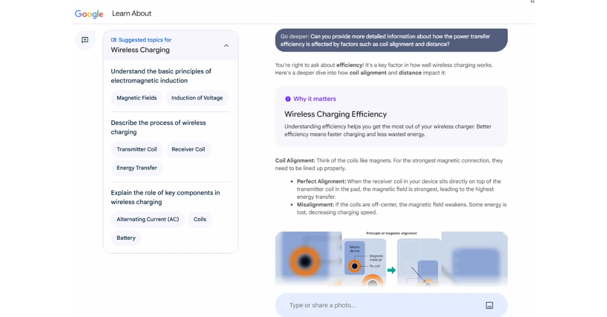 استخدام خيار "Go Deeper" على منصة "Learn About"