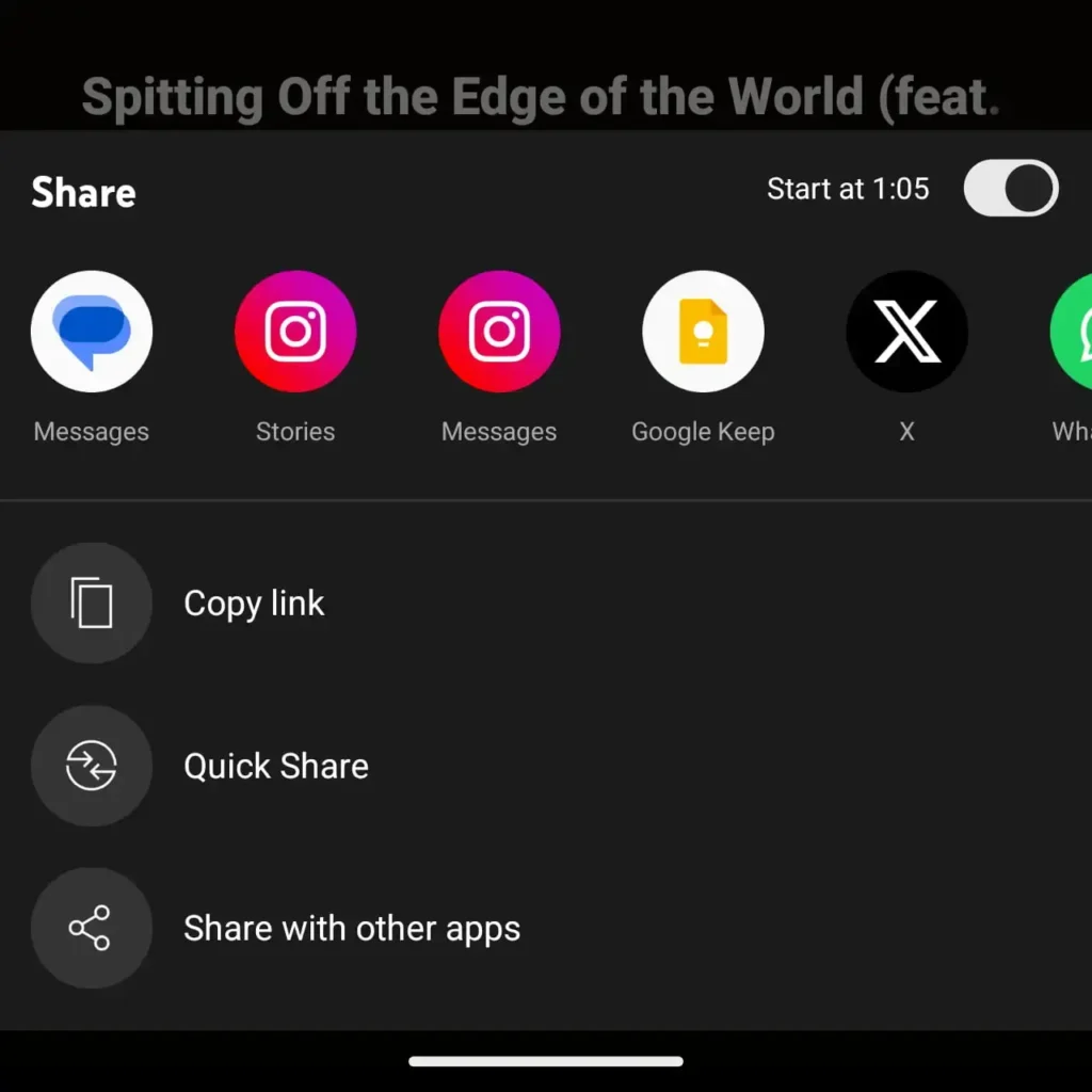 ميزة مشاركة التوقيت في يوتيوب ميوزيك - مصدر الصورة: 9to5google