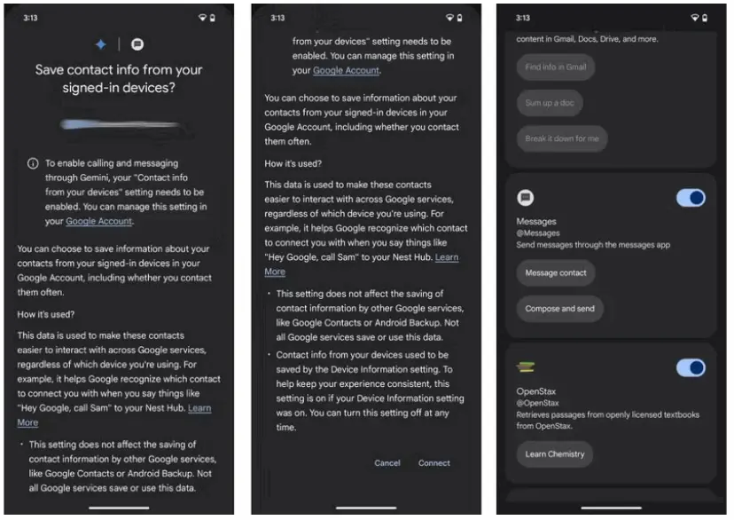 إضافة الهاتف والرسائل في Gemini- مصدر الصورة: Androidpolice