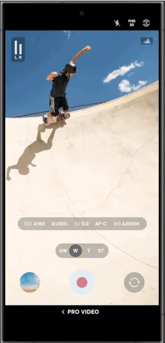 الوضع الاحترافي للكاميرا.