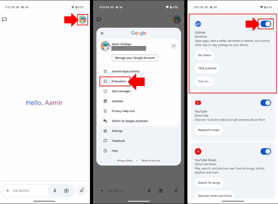 تفعيل امتداد Utilities في Gemini على أندرويد بخطوات بسيطة- مصدر الصورة: androidauthority