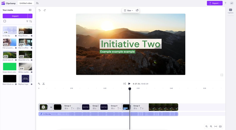 تحسين ميزة تجميع العناصر في تطبيق Clipchamp - مصدر الصورة مايكروسوفت