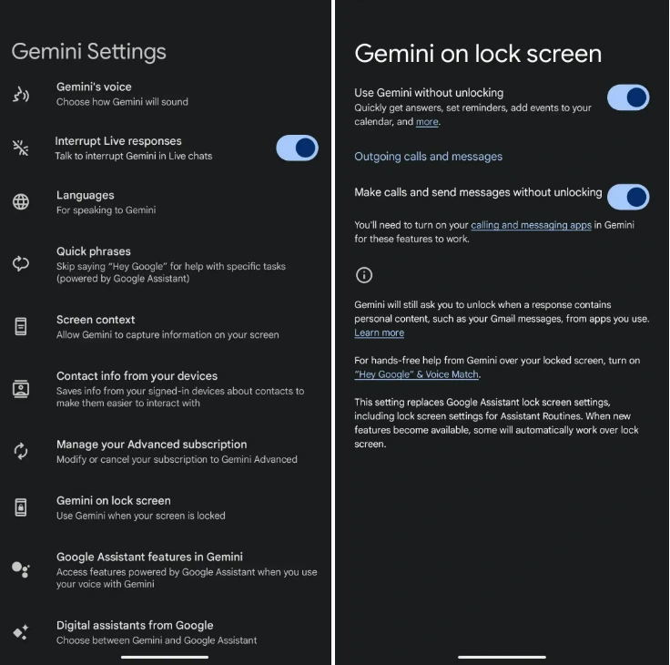 صورة تعرض خطوات تفعيل Gemini على شاشة القفل