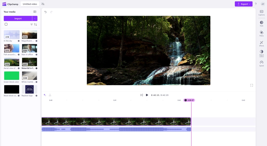 تحسين الخط الزمني وطوابع زمنية دقيقة في تطبيق Clipchamp - مصدر الصورة مايكروسوفت