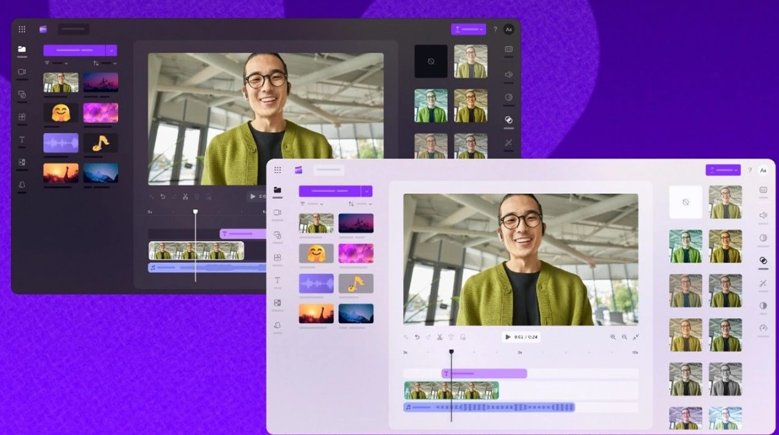 دعم التبديل بين الوضعين الفاتح والداكن في تطبيق Clipchamp - مصدر الصورة مايكروسوفت