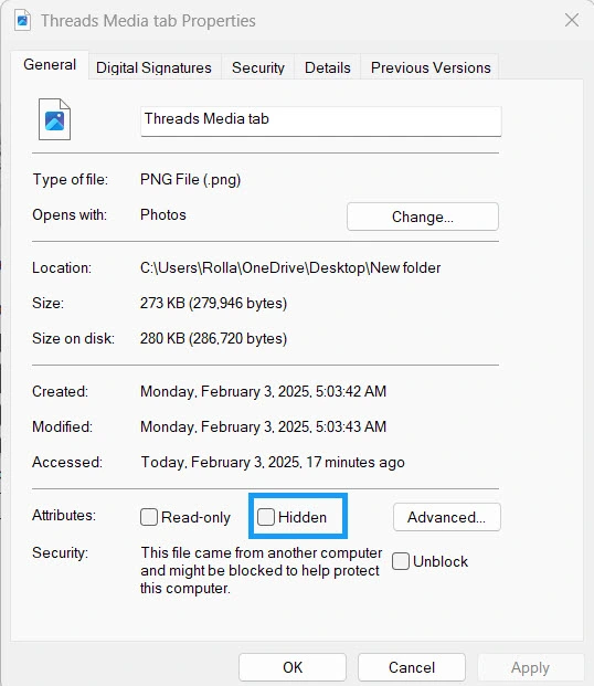 طريقة إخفاء الملفات والمجلدات في ويندوز 11