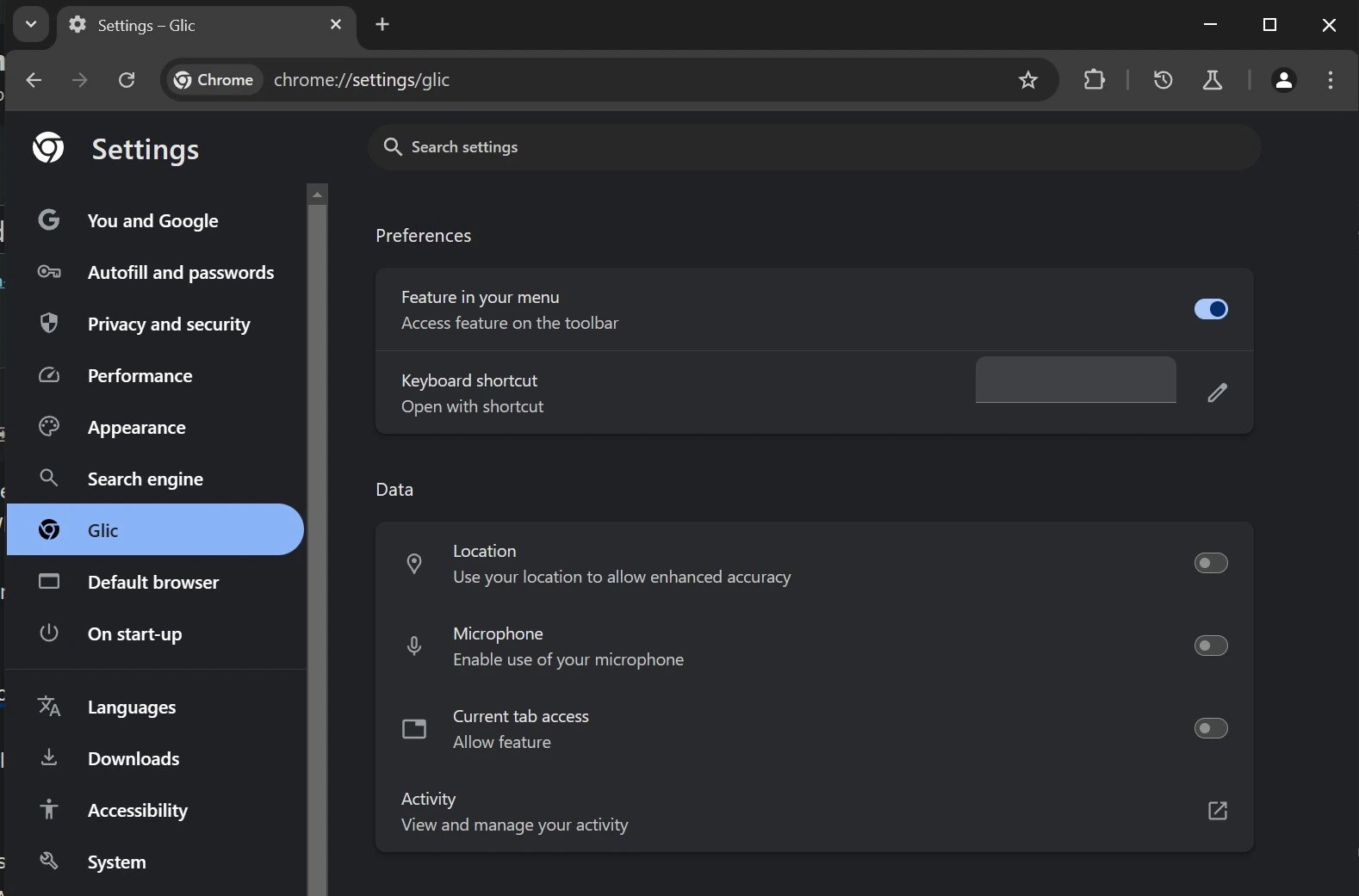 صورة توضح طريقة تفعيل GLIC في إعدادات كروم، لتتمكن من الوصول إلى Gemini بسهولة - مصدر الصورة: windowslatest