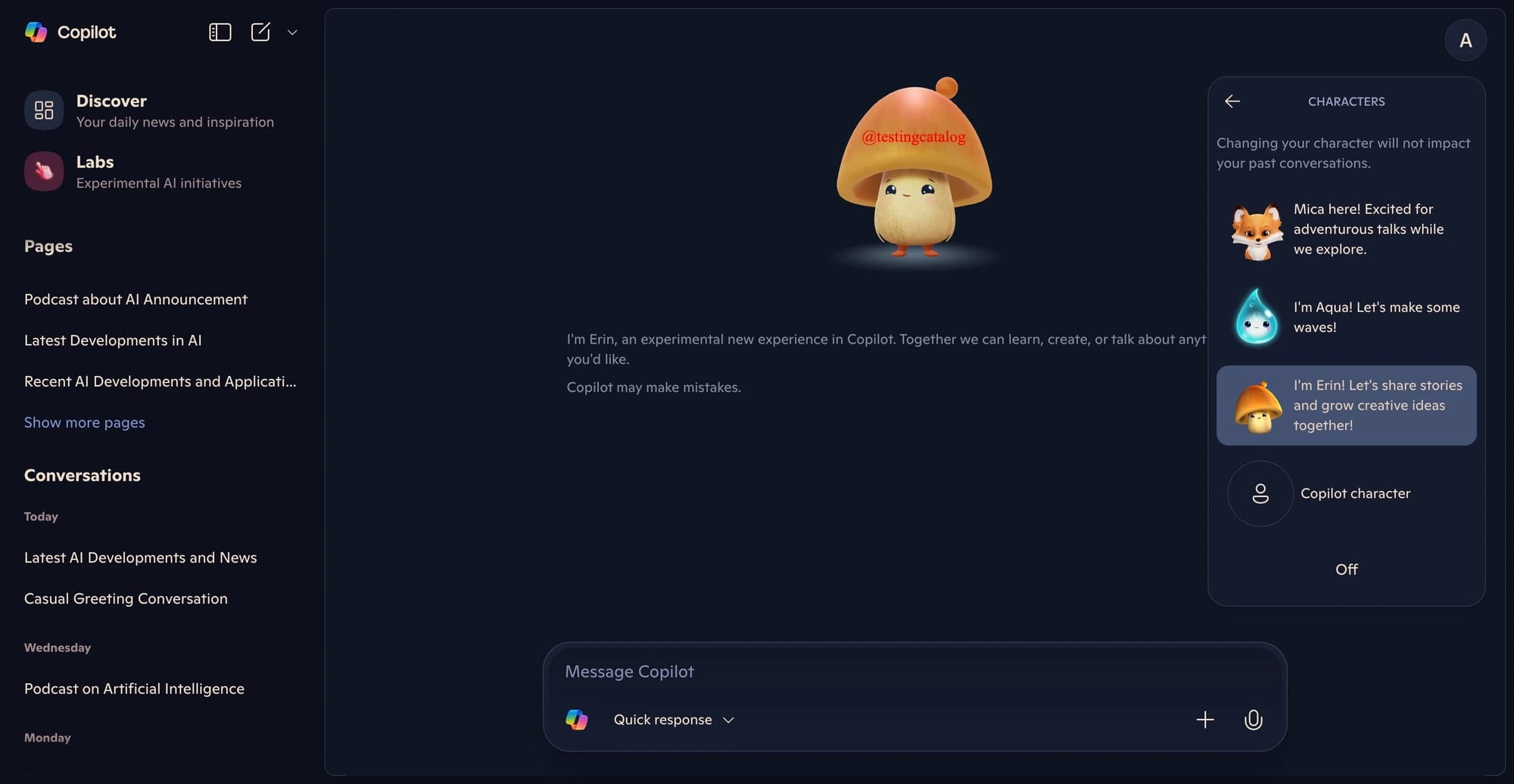 تصميم جديد لأفاتار كوبايلوت من مايكروسوفت - مصدر الصورة: Testingcatalogue