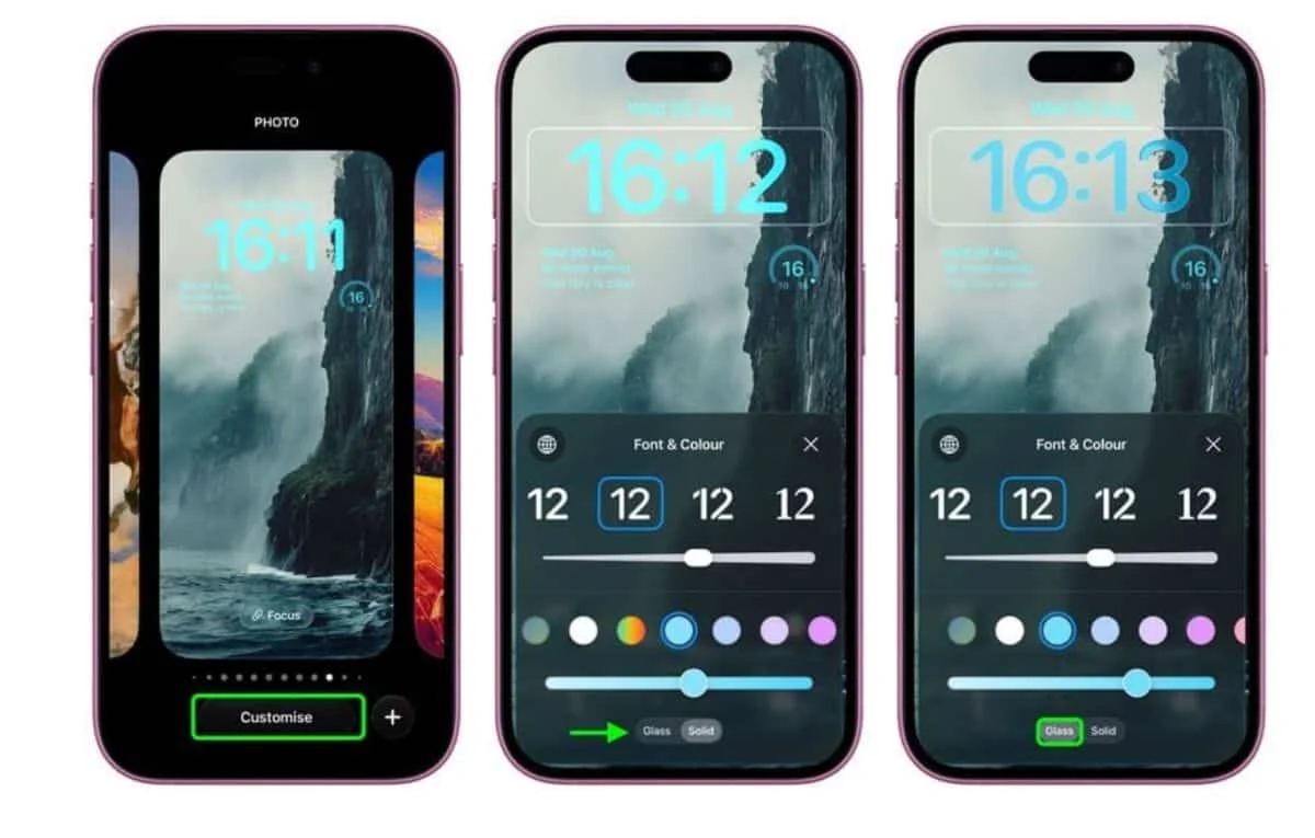 طريقة اضافة تأثير الزجاج السائل إلى الساعة على قفل الشاشة فى آيفون