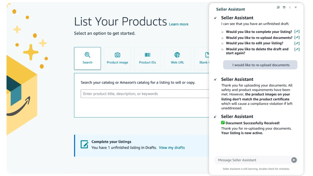 صورة توضح أداة مساعد البائع من أمازون