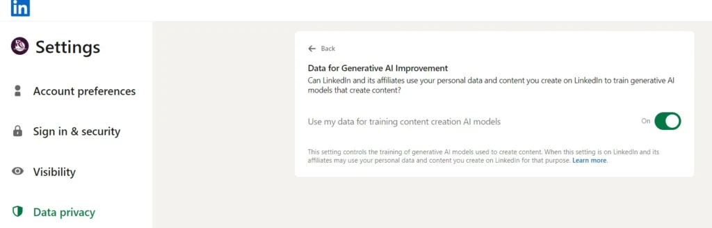 إلغاء الاشتراك من استخدام البيانات في التدريب
