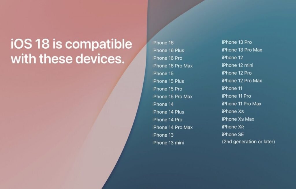 هواتف آيفون المتوافقة مع نظام iOS 18