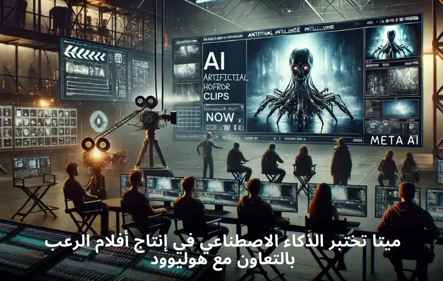 صورة توضح استوديو أفلام متطور يستخدم الذكاء الاصطناعي في إنتاج أفلام الرعب بالتعاون بين ميتا وبلومهاوس