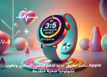 صورة لساعة Apple تعرض مستويات السكر في الدم بواجهة رقمية تعبر عن التكنولوجيا الصحية