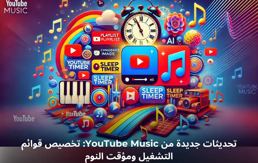 صورة توضح ميزات YouTube Music الجديدة مثل تخصيص الصور المصغرة ومؤقت النوم