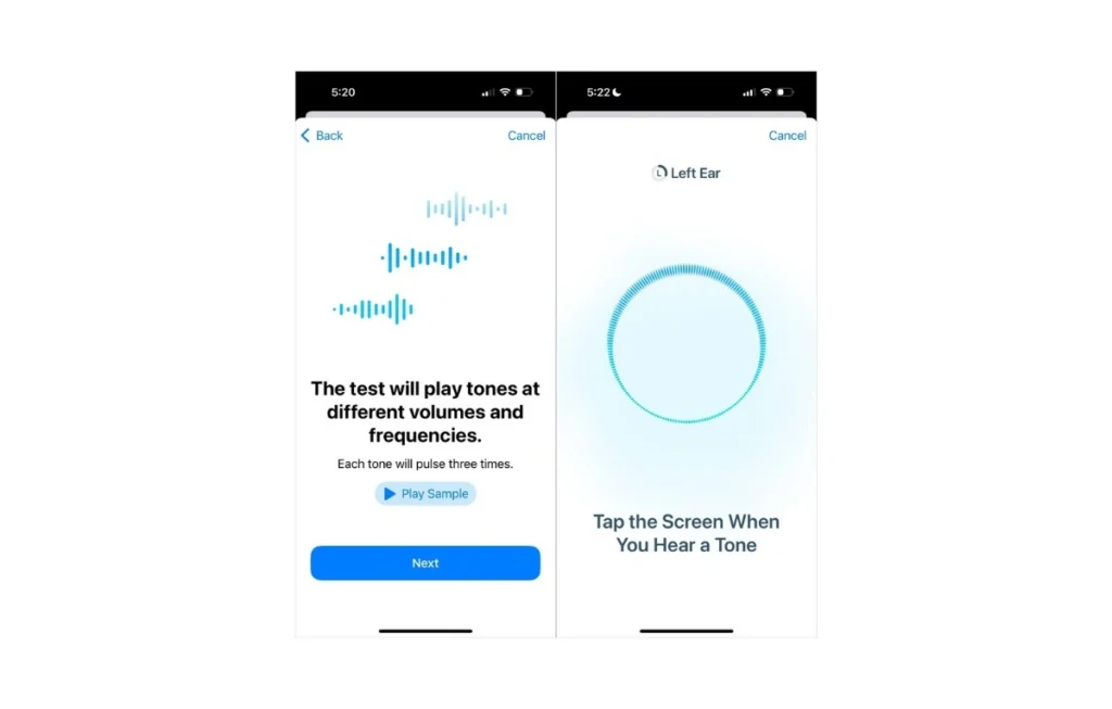 اختبار السمع على iPhone - مصدر الصورة: Cnet