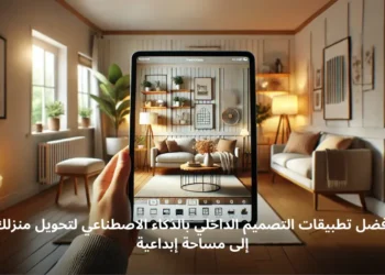 صورة توضح استخدام تطبيقات التصميم الداخلي بالذكاء الاصطناعي لتنسيق ديكور المنزل