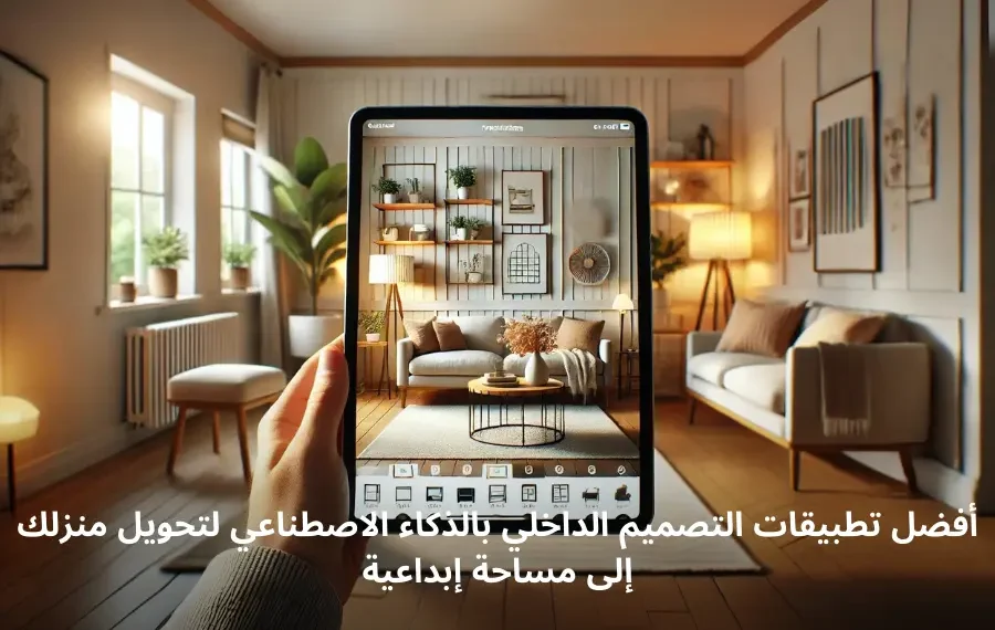 صورة توضح استخدام تطبيقات التصميم الداخلي بالذكاء الاصطناعي لتنسيق ديكور المنزل