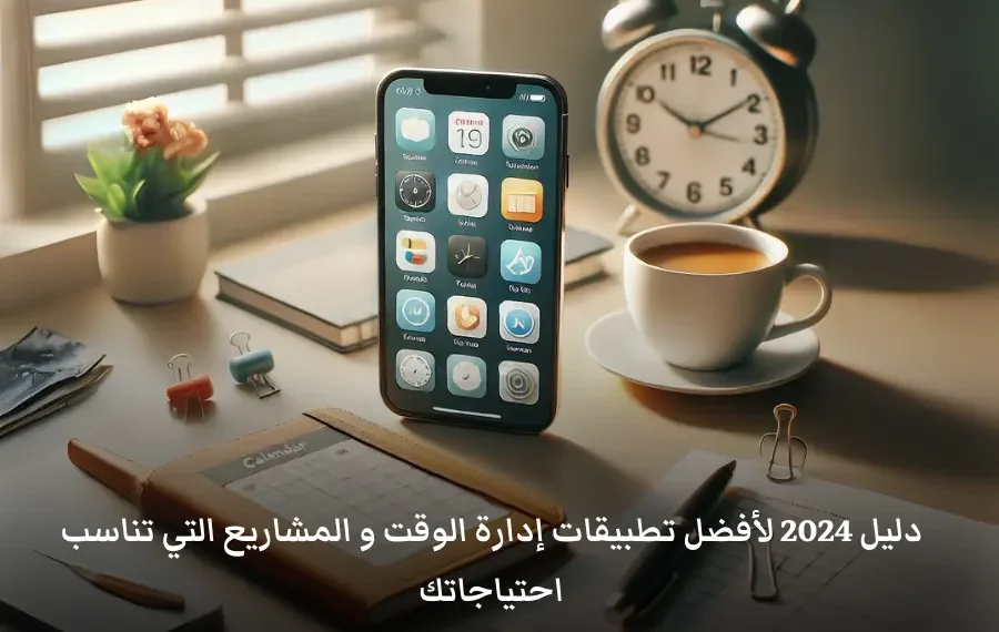 صورة افتراضية لأفضل تطبيقات إدارة الوقت، تعرض مجموعة من الأدوات الرقمية لتنظيم المهام وزيادة الإنتاجية.