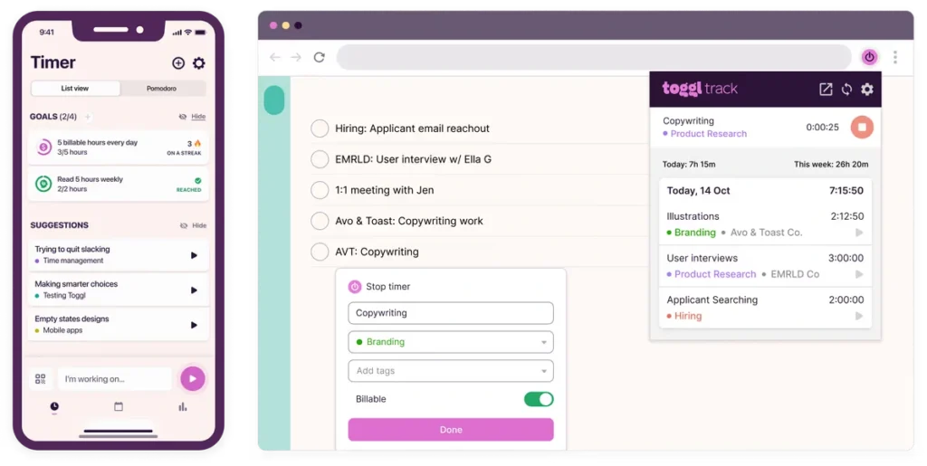تطبيق Toggl - مصدر الصورة: Toggl