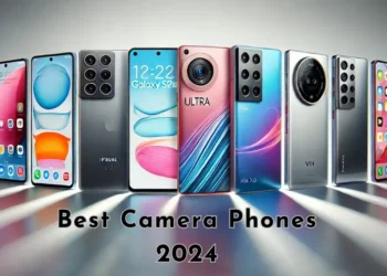 صورة تعرض مقارنة بين هواتف ذكية رائدة لعام 2024 مع إبراز الكاميرات الإحترافية للتصوير الفوتوغرافي ومواصفاتها.