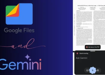 لقطة شاشة لتطبيق Files by Google تعرض ميزة "Ask about this PDF" الجديدة باستخدام مساعد Gemini.