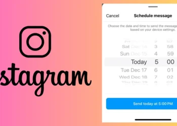 واجهة تطبيق إنستجرام تعرض خطوات جدولة رسالة مباشرة.