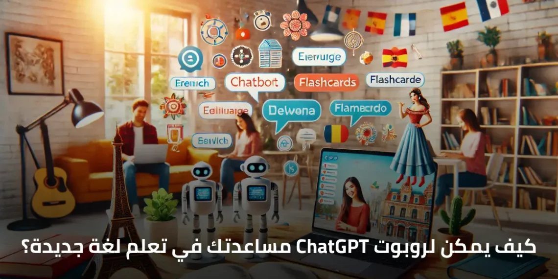 صورة توضح كيفية تعلم لغة جديدة باستخدام ChatGPT.