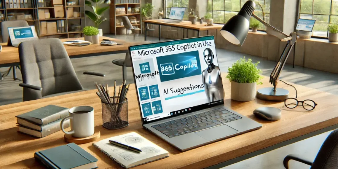 صورة إفتراضية تعرض تطبيق Microsoft 365 Copilot أثناء الاستخدام.