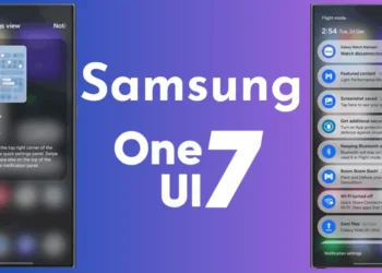 صورة توضيحية لواجهة سامسونج One UI 7 الجديدة المبنية على أندرويد 15 مع عرض ميزة تصفية الإشعارات وتحسينات تصميم لوحة الإشعارات.