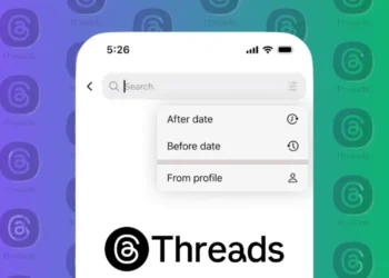 صورة توضح تحديث تطبيق Threads مع ميزة البحث الجديدة التي تسمح بتصفية المنشورات حسب البروفايل والتاريخ