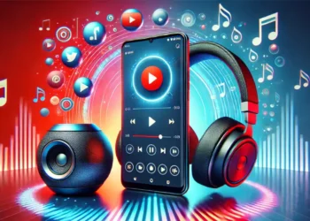 صورة تعبيرية عن عرض يوتيوب ميوزيك على الهاتف مع أيقونة توقيت الأغاني