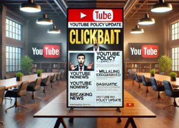 صورة توضح سياسة يوتيوب الجديدة لمكافحة الإغراء الزائف، مع مقارنة بين عناوين مضللة وأخرى دقيقة لتحسين تجربة المشاهدين.