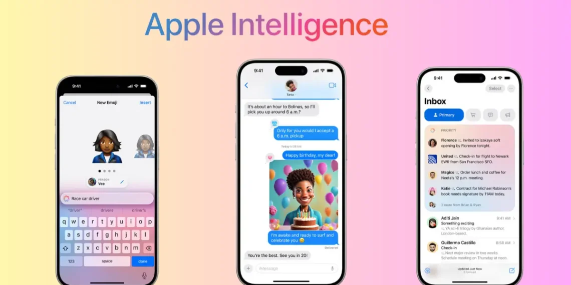 تحديث iOS 18.2 مع مميزات الذكاء الاصطناعي مثل Genmoji وSiri المدعوم بـ ChatGPT على جهاز iPhone.