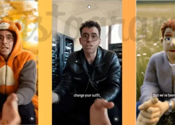 أداة Movie Gen لتحرير الفيديو على إنستاجرام، تظهر تعديل خلفية ومظهر شخص باستخدام الذكاء الاصطناعي.