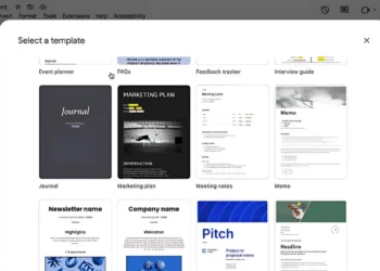 صورة توضح بعض القوالب الجديدة في Google Docs مع تصميم عصري وأدوات مخصصة.