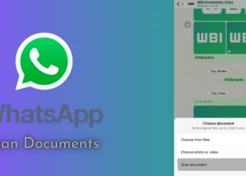 صورة توضح ميزة مسح الوثائق باستخدام كاميرا تطبيق واتساب على جهاز آيفون.