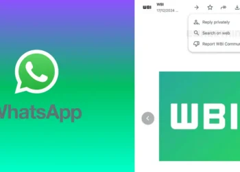 لقطة شاشة توضح ميزة البحث العكسي عن الصور في واتساب ويب.