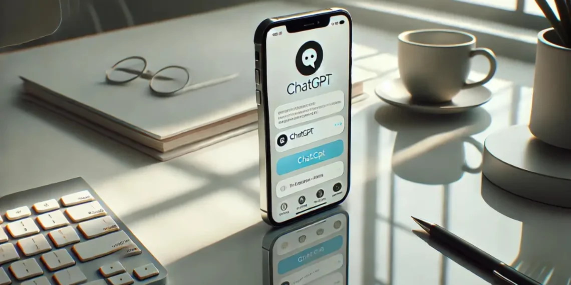 صورة تعبيرية تظهر هاتف آيفون يعرض واجهة ChatGPT.
