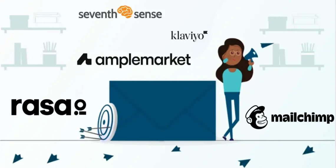 صورة توضح أدوات الذكاء الاصطناعي المستخدمة لتحسين حملات التسويق عبر البريد الإلكتروني وزيادة تفاعل العملاء.