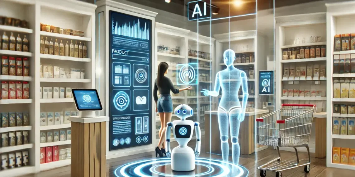 صورة توضيحية لبيئة تسوق حديثة تتضمن تقنيات ذكاء اصطناعي من جوجل.