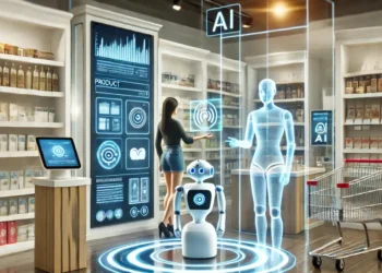 صورة توضيحية لبيئة تسوق حديثة تتضمن تقنيات ذكاء اصطناعي من جوجل.