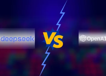 صورة توضح المنافسة في الذكاء الاصطناعي بين OpenAI و DeepSeek وسط اتهامات بسرقة البيانات والتكنولوجيا.