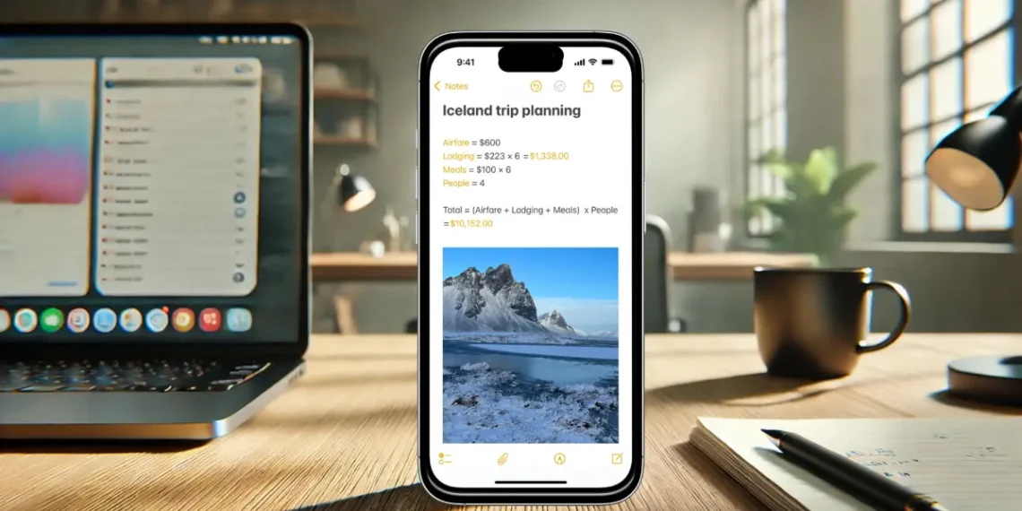 صورة تعبيرية تعرض واجهة تطبيق الملاحظات من اّبل.