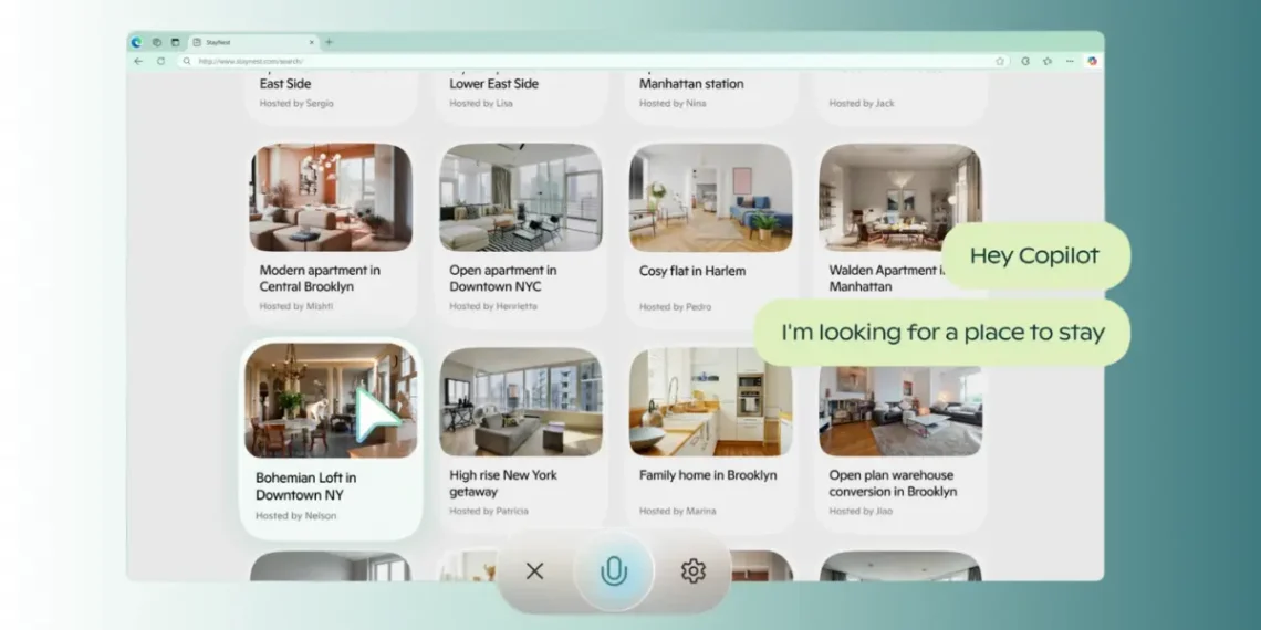 توضيح واجهة Copilot Vision أثناء التفاعل مع صفحة ويب لتقديم معلومات تفاعلية باستخدام الذكاء الاصطناعي - مصدر الصورة: مايكروسوفت.