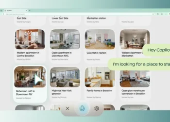 توضيح واجهة Copilot Vision أثناء التفاعل مع صفحة ويب لتقديم معلومات تفاعلية باستخدام الذكاء الاصطناعي - مصدر الصورة: مايكروسوفت.